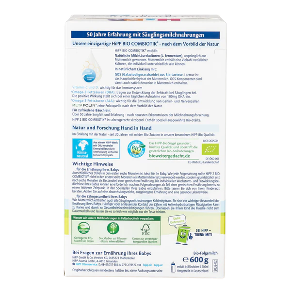 HiPP German Stage 2 Combiotic Follow-on Infant Milk Formula 6+ months • 600g - OnlyFormula 3