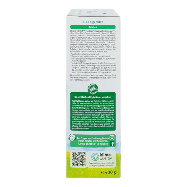 Holle Goat Stage 2 Organic Follow-On Infant Milk Formula 6+ months • 400g - OnlyFormula 2