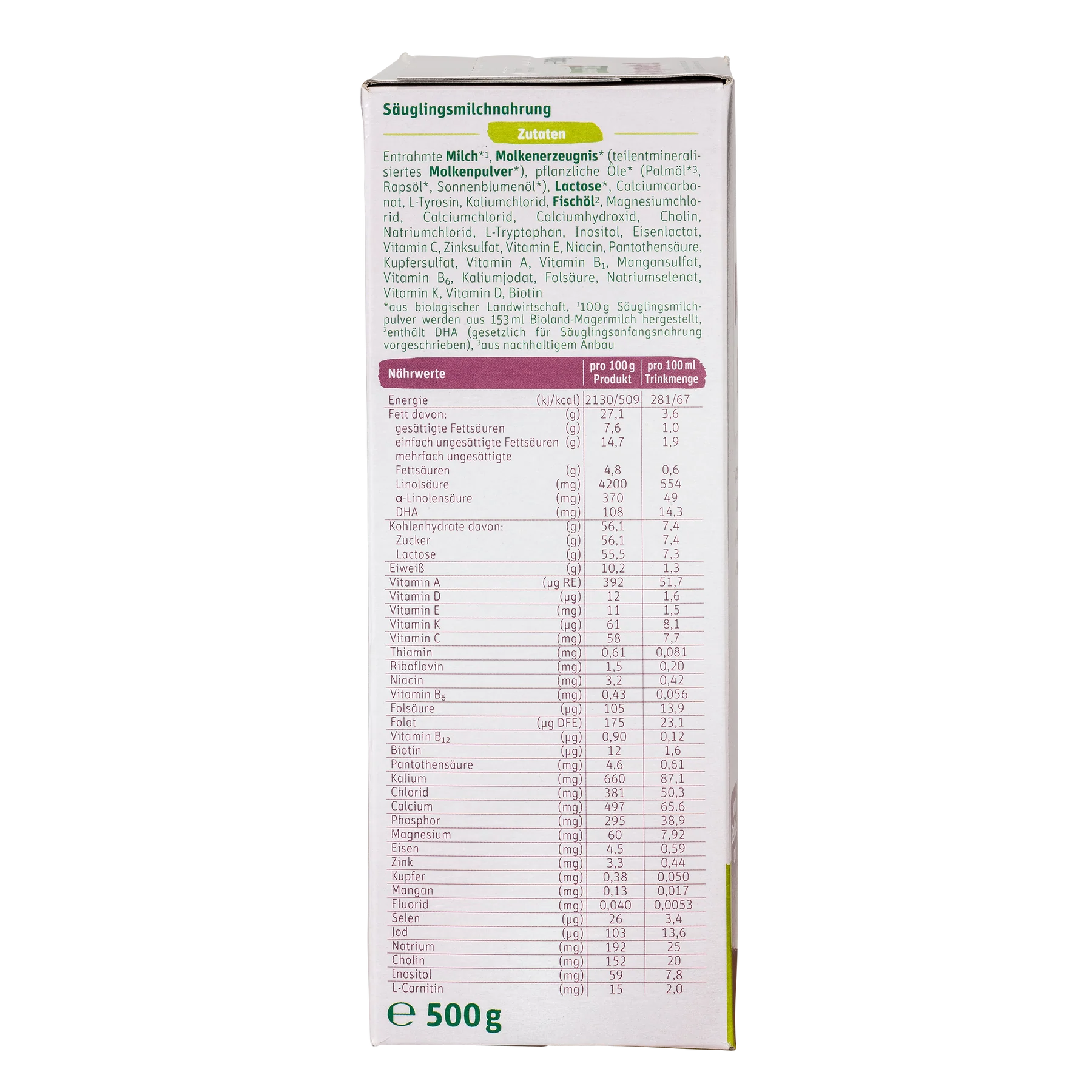 Lebenswert Anfangsmilch Stage Organic Infant Milk Formula 0-6 months