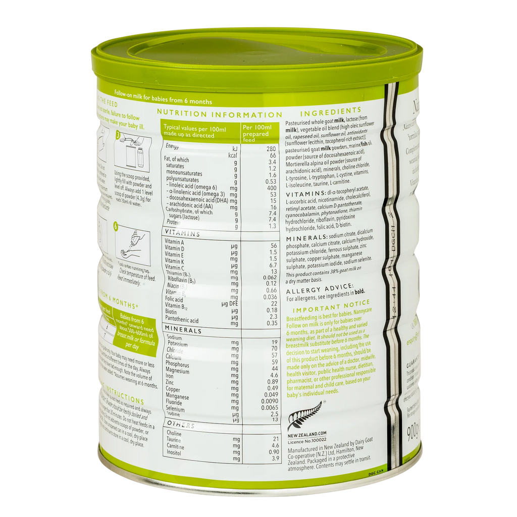 Nannycare Stage 2 Goat Milk Formula 900gr - OnlyFormula 3