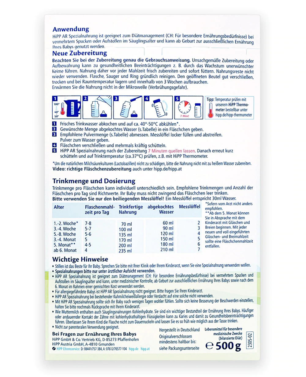 Hipp preparation sales instructions