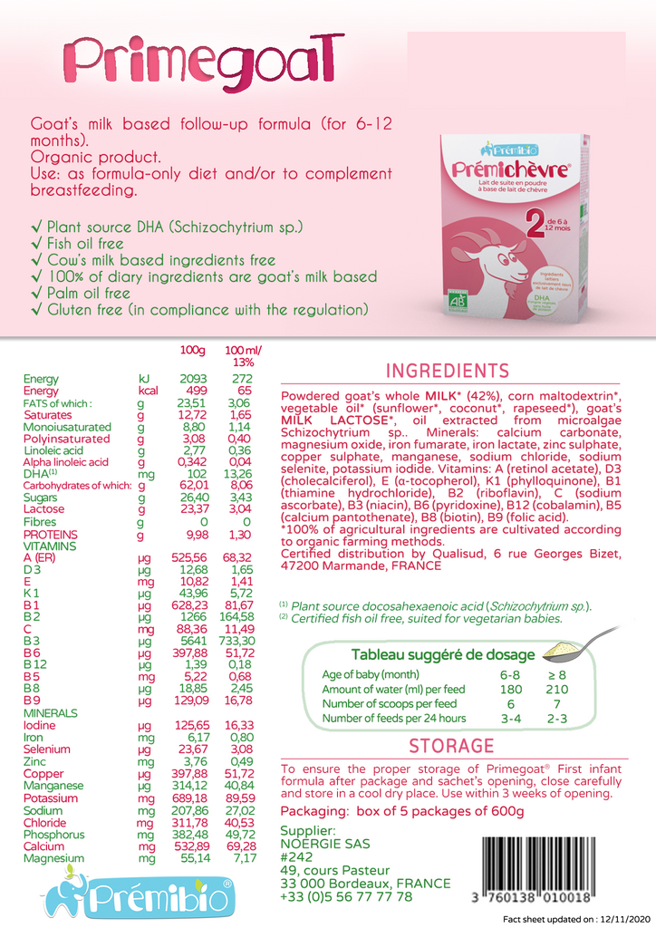 Premichevre Goat Stage 2 6-12 months • 600g - OnlyFormula 2